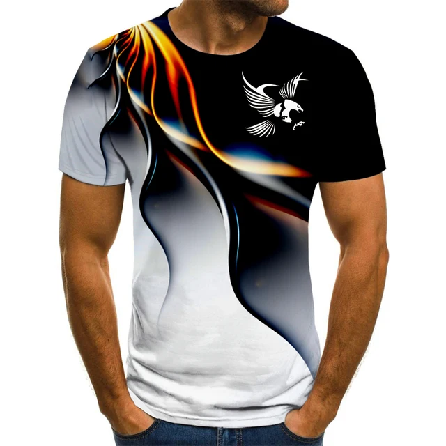 Fashion summer t-shirt men's 2021 3D Eagle print men's T-shirt breathable street style stitching print t-shirt men's size 6XL TL396