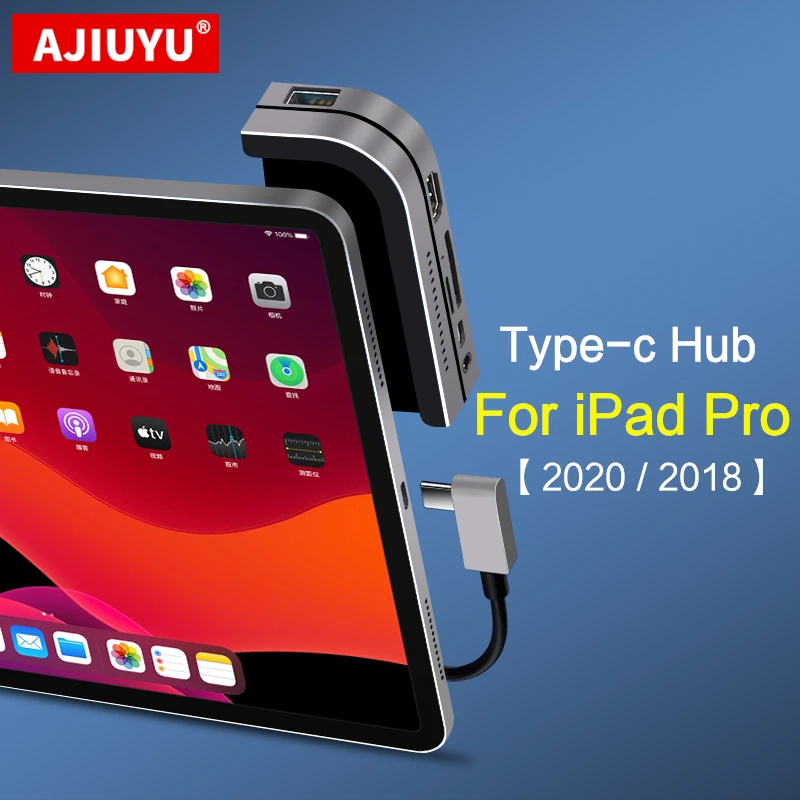 Ajiuyu-usb c Hub para Ipad Pro 11 12.9 tipo c Dock Usb 3.0 Hdmi 35 mm Porta pd Adaptador Conversor Tablet Hub 2023