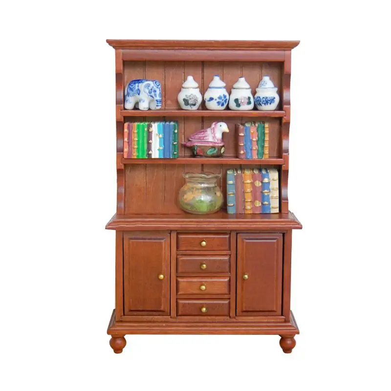 1/12 Mini Dollhouse Miniature Bookcase Bookshelf Cabinet Cupboard Furniture DIY R9UE