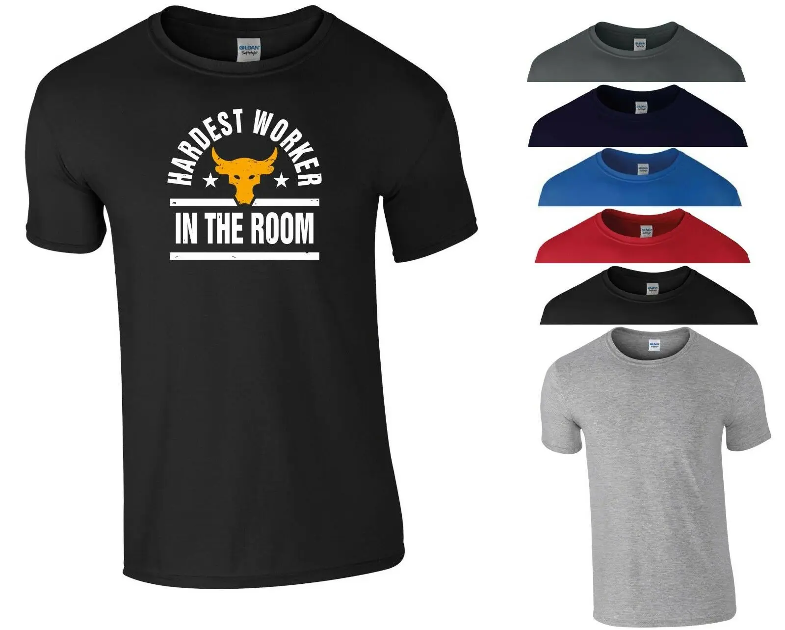 

The Rock Brahma Bull T Shirt Hardest Worker In the Room Gym Workout Gift Men Top