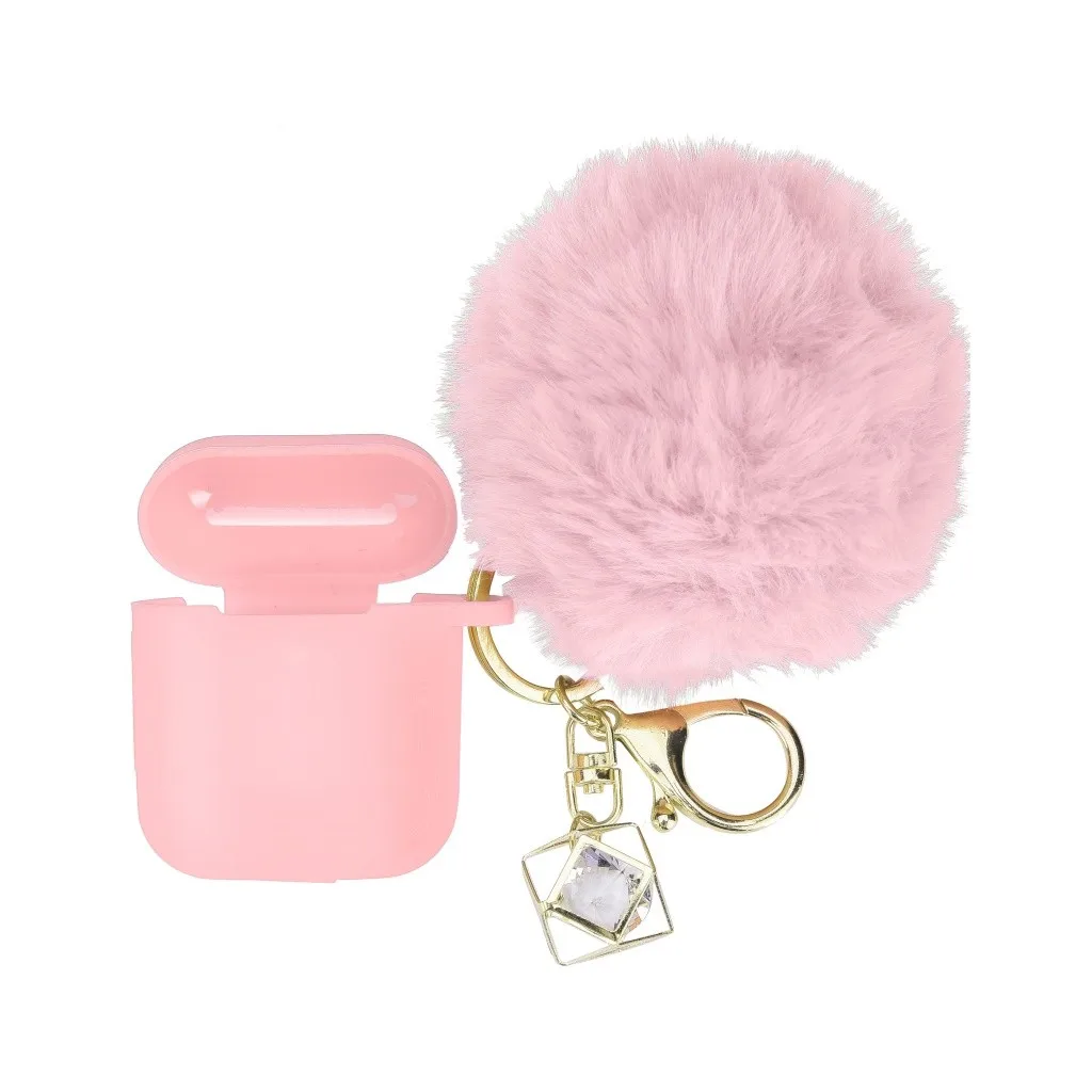 

HIPERDEAL In-Ear Wireless Headphone Case Stereo Earbuds for Airpods 2&1 Charging Case Silicone Case and Keychain Pompom