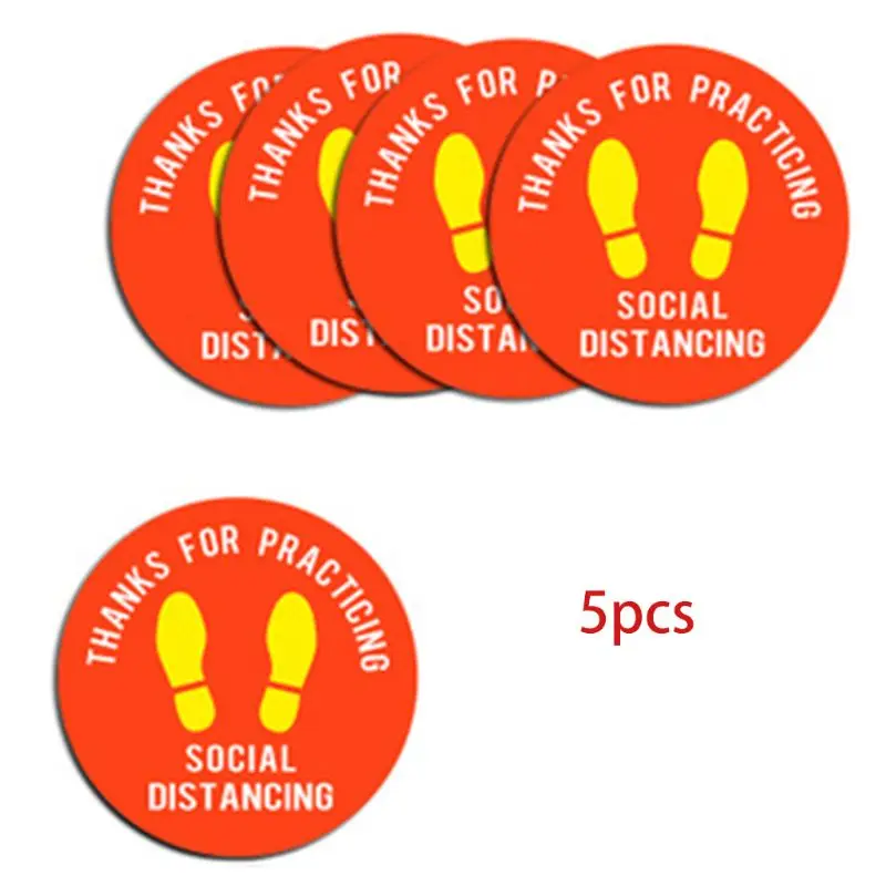 

5pcs Please Keep Social Distancing Floor Sign Safety Distance Adhesive Sticker
