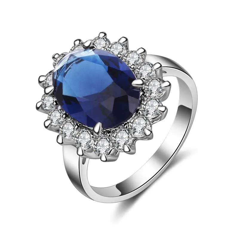 Silver Rings Cellacity Oval Sapphire Rings for Women Gemstones Flower shaped Female Engagement Ring Gifts