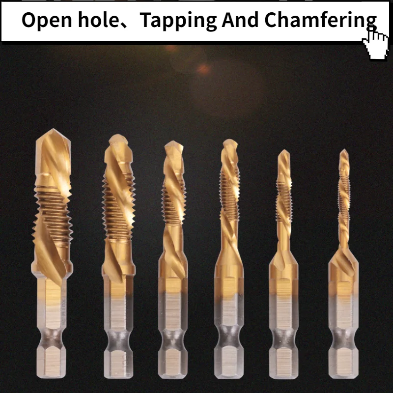 High Speed Steel Hexagonal Shank Composite Screw Tap / Triad Multifunctional Screw Tap