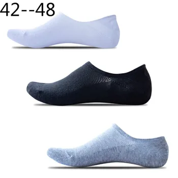 

42--48 Size Men Invisible Boat Socks Popular Spring Summer Dropping Mesh Silicone Non Slip Cotton 10pcs=5pair