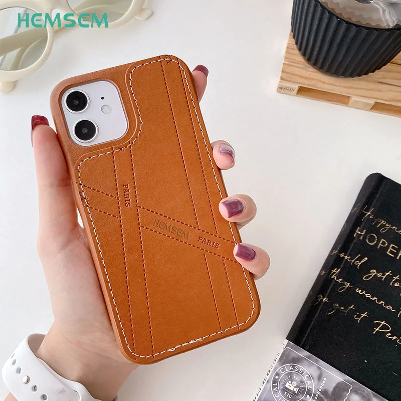 HM Original Design Leather Case For iPhone 12 11 Pro XS Max 7 8 Plus XR Cover France Famous Brand Desinger Phone Accessories Bag