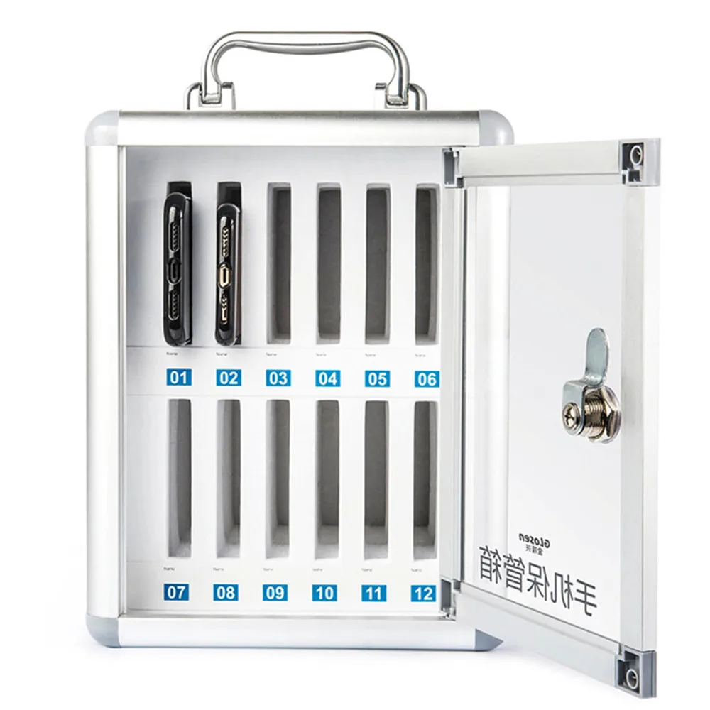 Mobile phone safe box with lock aluminum alloy ABS portable school army meeting storage cabinet storage toolbox wall suitcase