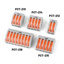 50 conectores de fio de cabo universal dos pces PCT-212 222 tipo impulso rápido da conexão no bloco terminal de fiação casa divisor de fio compacto