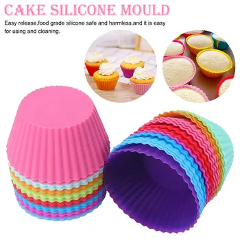 

12 pcs/set Round Shape Silicone Cupcake Mould Baking Cup Liner Baking Molds Maker Mold Tray DIY Cake Decorating Tools
