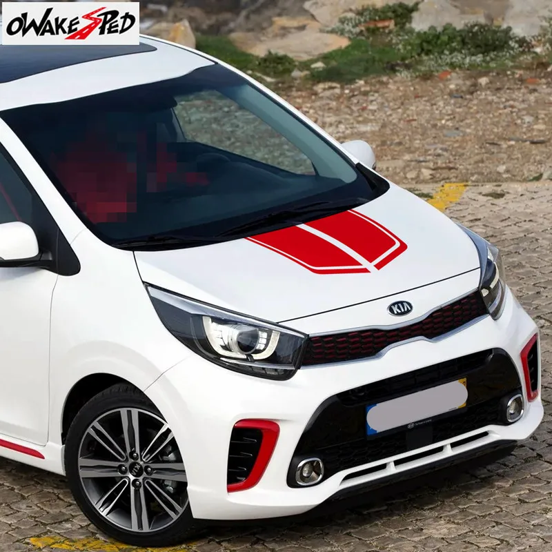 Pegatina de rayas deportivas para capó de coche, cubierta de motor para KIA Picanto Morning, calcomanía de vinilo para decoración de carrocería, accesorios - AliExpress Automóviles motocicletas