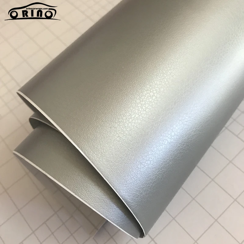 Silver Leather Vinyl Wrap Film-2