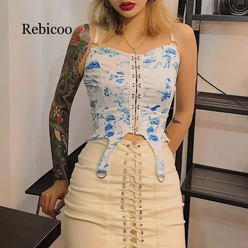 Rebicoo Women Summer Harajuku Fashion Streetwear Skirts Hole Cross Bandage High Waist Bodycon Sexy Packet Hip Short Skirt