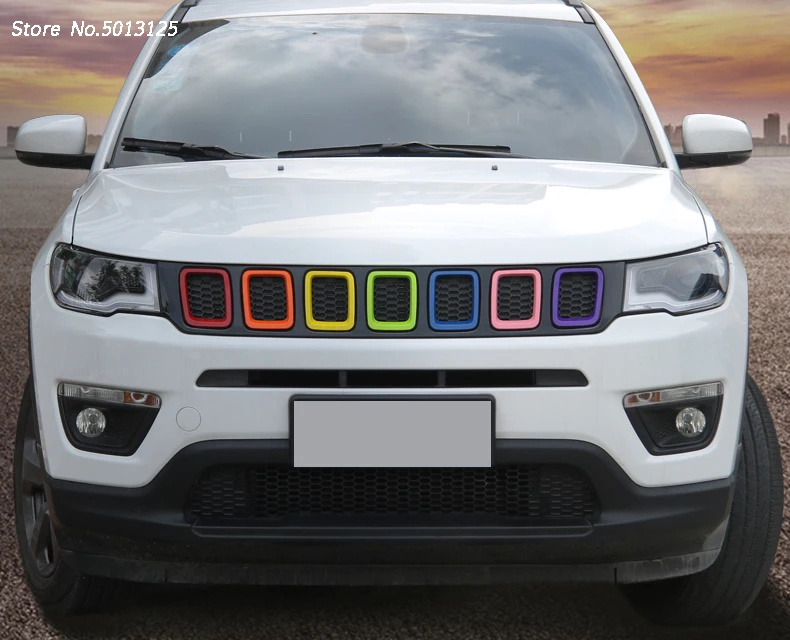 Для Jeep Compass ABS передняя Автомобильная решетка литьевая крышка средняя сетчатая крышка отделка Декор Аксессуары для стайлинга автомобиля