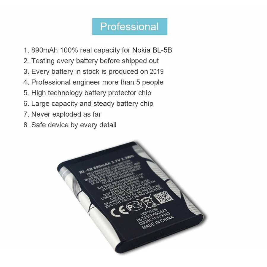Аккумулятор PINZHENG для телефона Nokia BL 5B 5300 BL5B 5320 7360 6120C 3220 сменный аккумулятор 5B|bl 5b