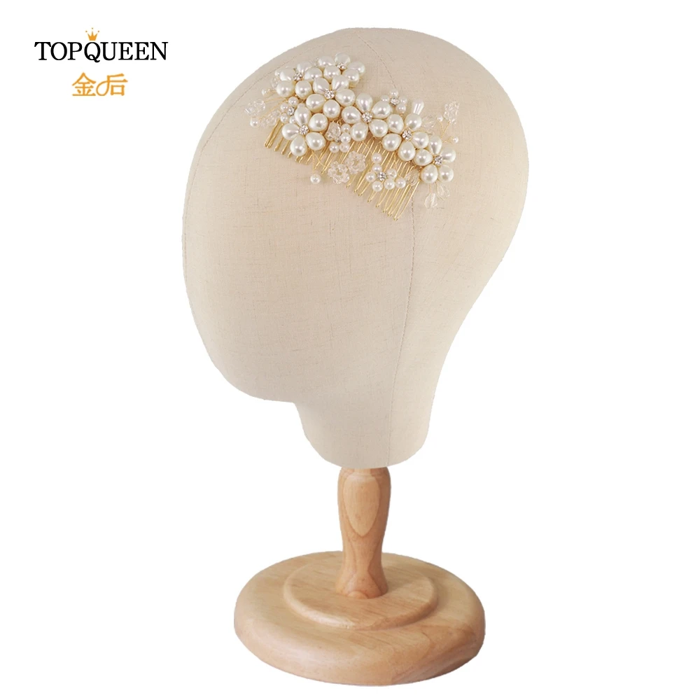 TOPQUEEN HP05-G Свадебная элегантная расческа Золотая свадебная расческа для волос с жемчужинами для девушек жемчужные украшения для волос