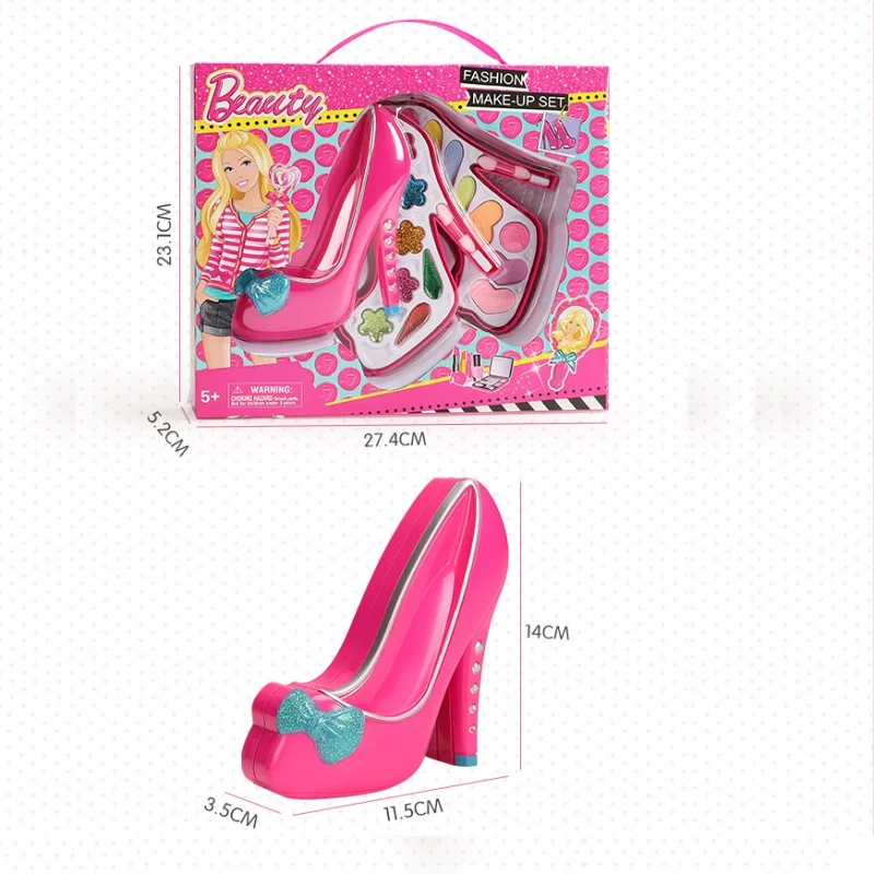 Детские нетоксичные высокие каблуки Косметика Красота игрушки ролевые игры девушки принцесса макияж коробка набор - Цвет: A
