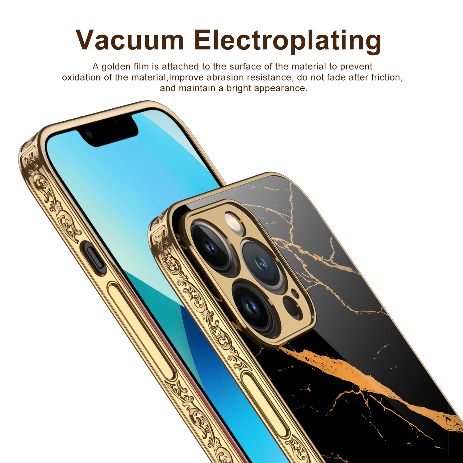 Gkk Painted Tempered Glass Case For Iphone 11 12 13 Pro Max Luxury Plating  Carving Edge Hard Cover For Iphone 12 13 Pro Max Case - Mobile Phone Cases  & Covers - AliExpress