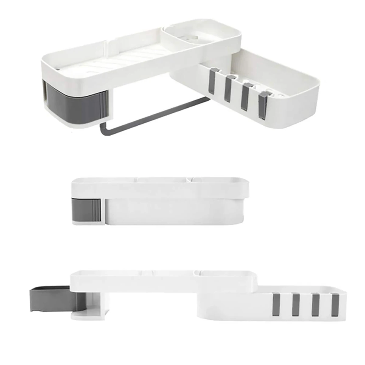 Punch-Free Corner Shower Shelf Bathroom Shampoo Shower Shelf Holder Kitchen Storage Rack Organizer Wall Mounted Type Shelves