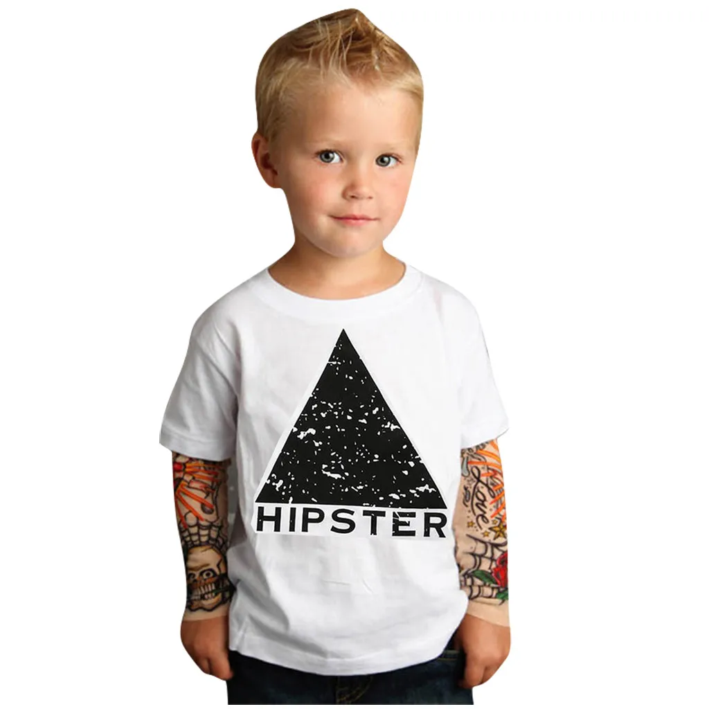 Детская одежда для маленьких мальчиков с сеткой, футболки с длинными рукавами и принтом тату, топы для маленьких мальчиков, топы с длинными рукавами для малышей, блуза и рубашка, Лидер продаж