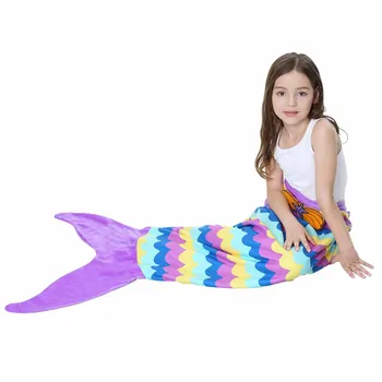 

Lannidaa Mermaid Fish Tail Blanket Polar Fleece Wearable Portable Mermaid Blankets For Children Kids On Bed Throw Plaid Blanket