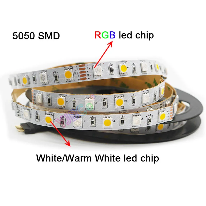 SMD 5050 гибкий светодиодный светильник лента 5 м DC12V 24V RGBW/RGBWW RGB+ CCT Светодиодные ленты светильник, RGB+(белый/теплый белый