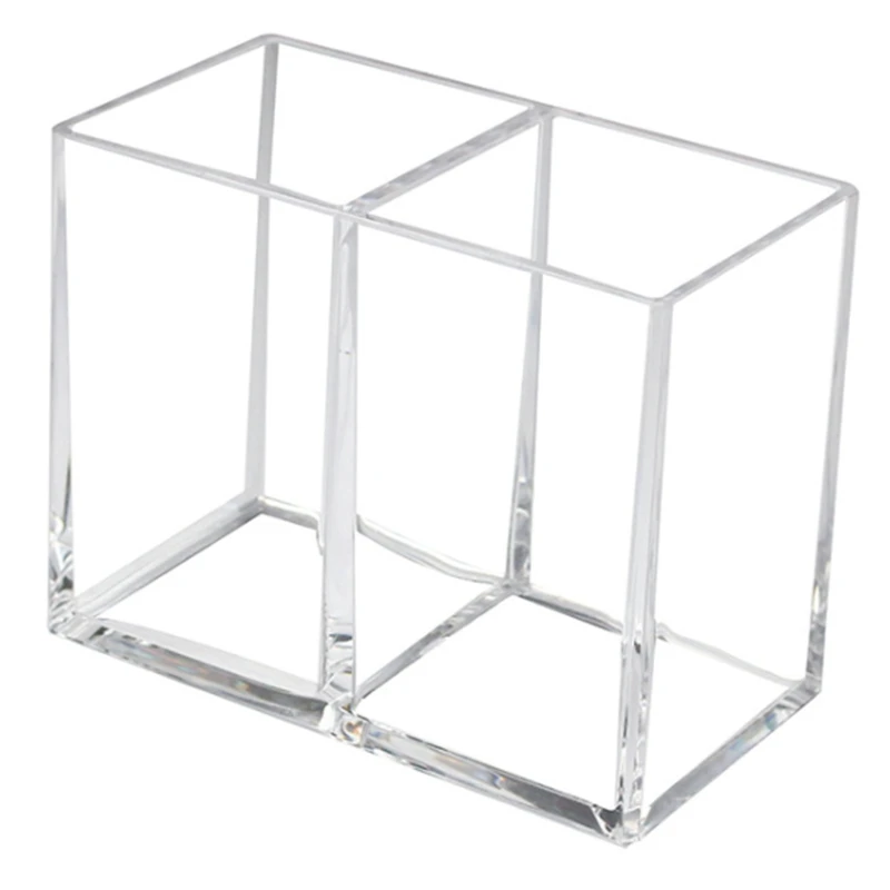 

Acrylic Makeup Brush Holder Pen Pencil Cup Holder Cosmetic Storage Case Desktop Stationery Organizer Compartments