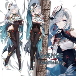 Genshin Impact Shenhe Cosplay Pillowcase Liyue Fairy 2-Side Print Anime Pillow Case Bedding Cushion Dakimakura Cover Otaku Gift