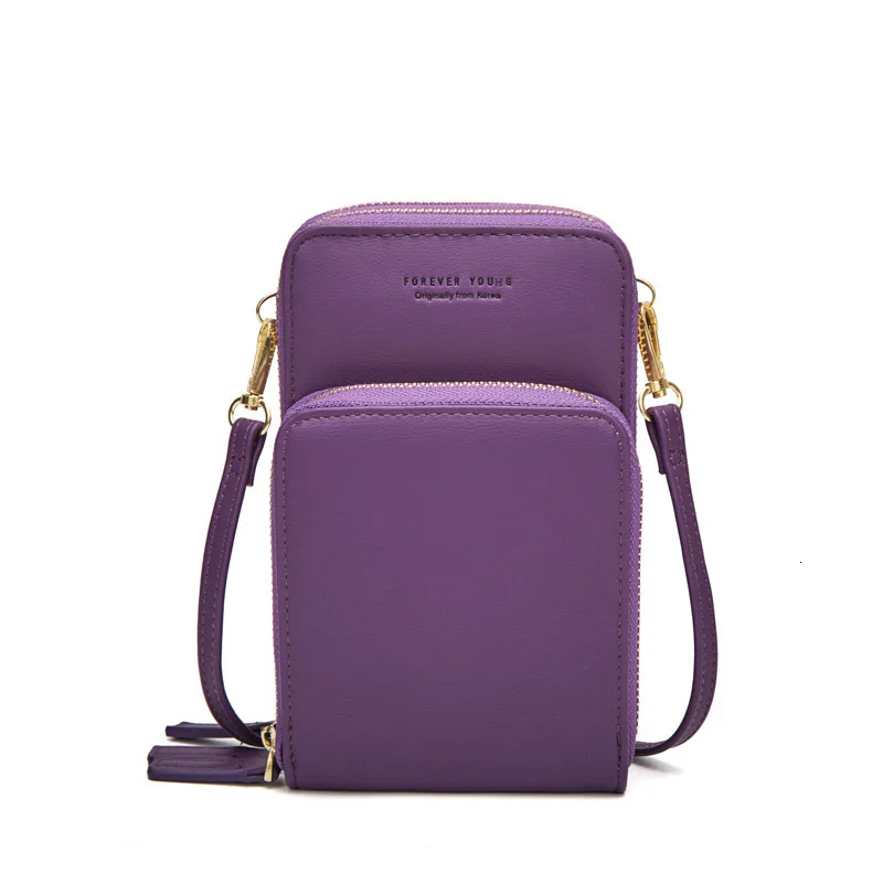 Модная многофункциональная сумка для мобильного телефона, чистый цвет, держатель для карт, Женский кошелек для денег - Цвет: violet