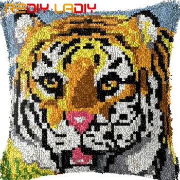 

Latch Hook Kits Make Your Own Cushion King of Beast Acrylic Yarn Crochet Pillow Case Set Printed Canvas Latch Hook Cushion Cover