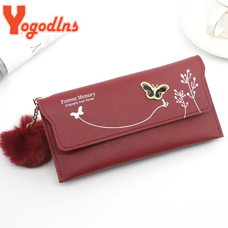 Yogodlns Fashion Butterfly Wallet Women PU Leather Small Clutch Casual Lady Coin Purse Card Holder Female Handbag Shopping Pocke