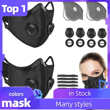 

2pc Dust With 2 Filters 4 Exhaust Valves Half Face Mask Reusable Dustproof Dust Pollution Pm2.5 Mouth Muffle Mouth Mask