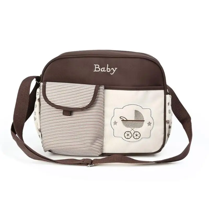 Портативная многофункциональная сумка на плечо с рисунком в виде тележки, водонепроницаемая, прочная, для мамы, для улицы, с мультяшной вышивкой, сумка через плечо - Цвет: Camel A