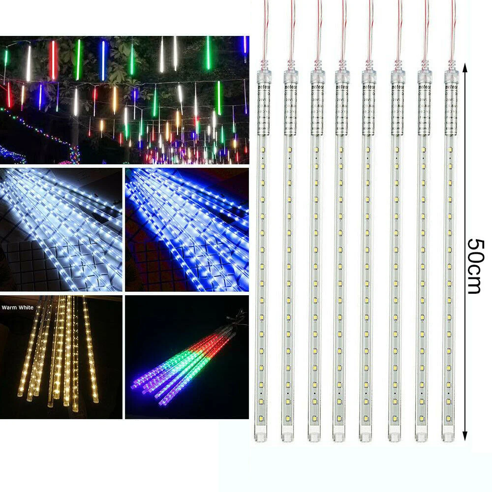 30 см 50 см Метеоритный дождь Дождь 8 трубок светодиодный гирлянды IP42 водонепроницаемый для вечерние Рождественские Свадебные украшения