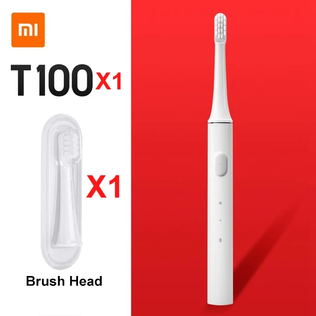 Xiao mi jia T100 mi умная электрическая зубная щетка 2 скорости Xiao mi Sonic зубная щетка отбеливание Уход за полостью рта щетка для головы зоны Re mi nder - Цвет: T100 Add 1 Head