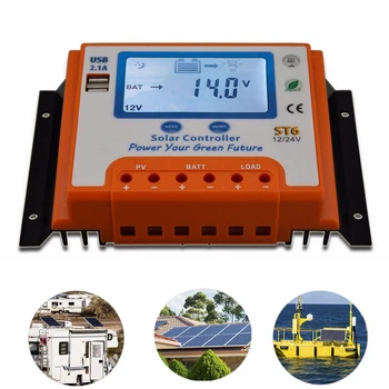 

Solar Controller ST6 60A 12v/24v Dual USB Large Display Automatic Solar Charge Controller Solar Panel Intelligent Regulator