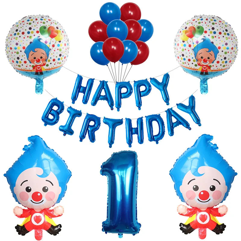 

28pcs/set Cartoon Plim Clown Foil Helium Balloons 30inch Number Air Globos Birthday Theme Party Decorations Kids Toys Air Globos