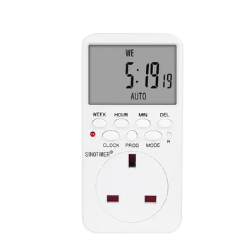 

SINOTIMER TM519 7 Days Weekly LCD Digital Programmable Switch Socket Timer Plug Time Relay Switch Control EU/US/UK/IT/BR/IL
