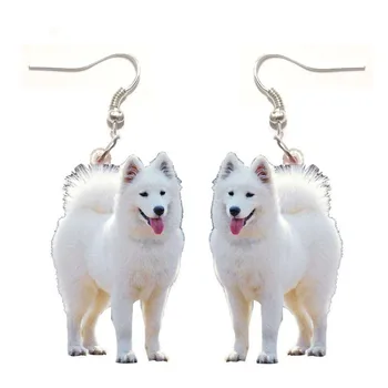 

1 Pair Samoyed Dog Acrylic Earrings Stainless Steel Earring Jewelry Women Love Dogs Pet Gift Girl Fashion Men Charm Toy Earring