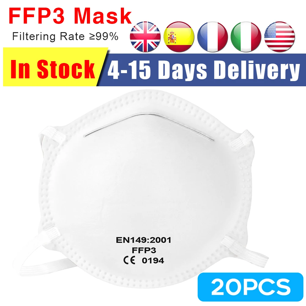 

20pcs Cup Type 4-layer Civilian Masks Dustproof Breathable Face Mask Respirator Multifunctional Non-woven Mask