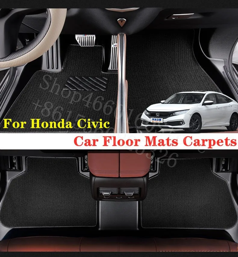 Puou для Honda Civic автомобильные коврики, ковры, передний и задний полный набор, Пользовательские Авто накладки для ног, автомобильные водонепроницаемые ковровые покрытия