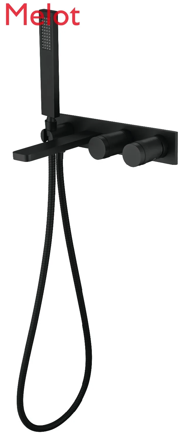 

Black solid brass bathroom shower faucet Cold and hot water shower faucet set exquisite switch-wall mounted