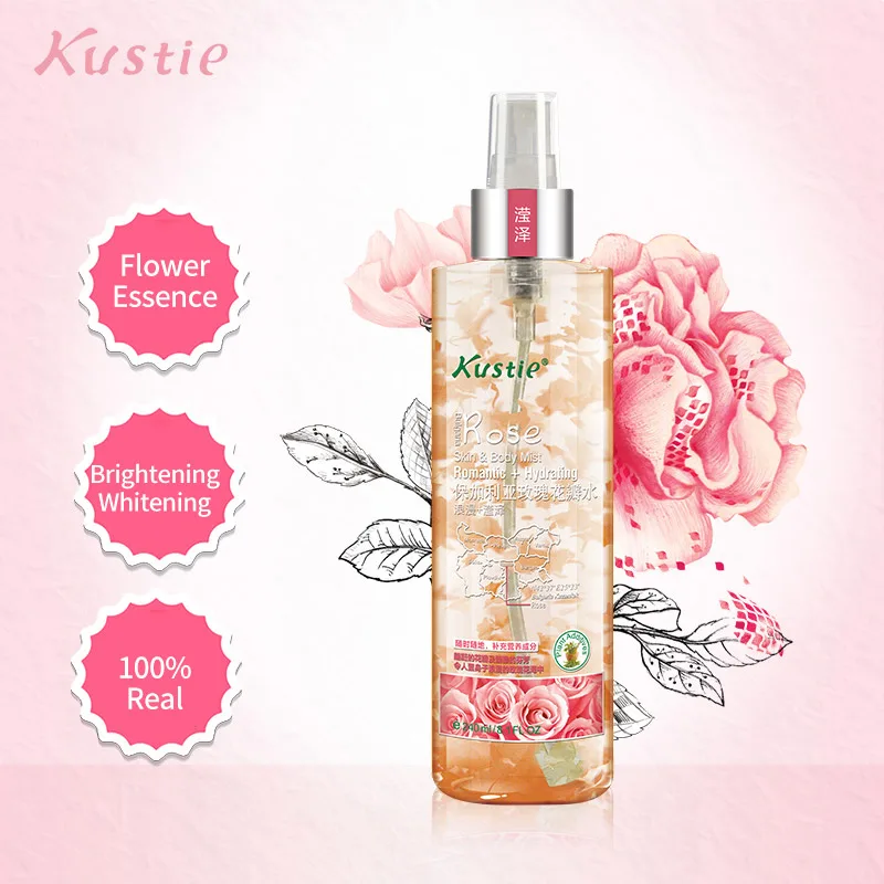 Kustie Роза лицо и тело туман увлажняющий спрей цветок эссенция безопасный белый и увлажняющий спрей натуральный аромат уход за кожей тела