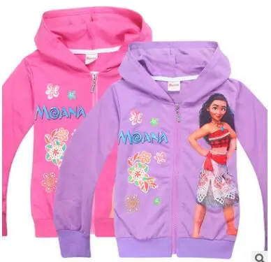 Детское пальто куртка с рисунком верхняя одежда костюм vaiana moana enfant детская футболка осенние толстовки с капюшоном на молнии для девочек свитер с моаной