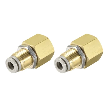 

uxcell 2Pcs 8mm Tube to 1/8PT Female Thread Bulkhead Push to Connect Fitting Copper for Polyurethane or Nylon Tubing etc