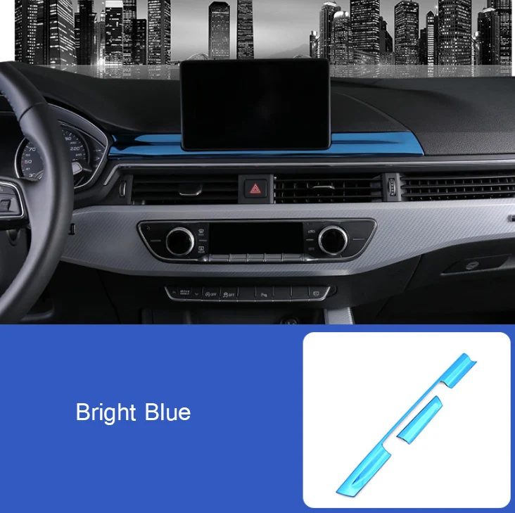 Car Styling Navigation Screen Protection covers Stickers Center Control Strip Panel For Audi A4 b9 A5 Interior Auto Accessories - Название цвета: Bright Blue