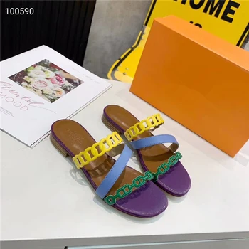

Candy Color Women Slippers Summer Open Toe Waterproof Flip Flop Slippers Runway Design Flat Slippers Women Geunine Leather Shoes