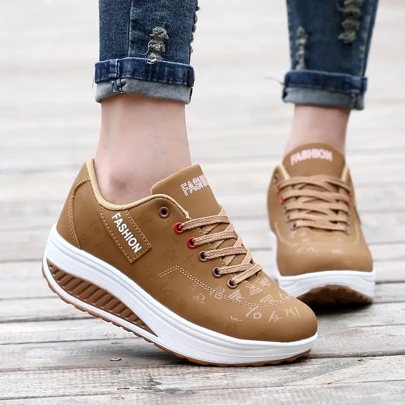 Sneakers women shoes solid breathable mesh casual shoes woman lace-up autumn ladies shoes women sneakers zapatos de mujer - Цвет: Khaki 3