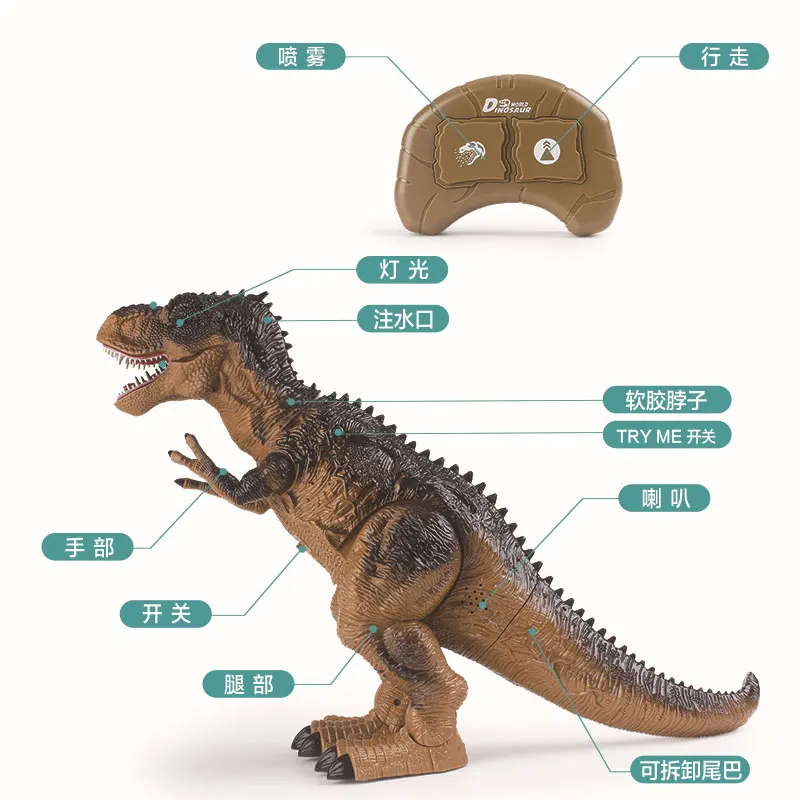 Spray Tyrannosaurus Remote Control Smart Large Electric Dinosaur Simulation Jurassic World Animals Walk Shining Boy Toys
