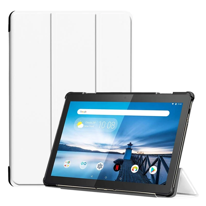white Тонкий флип-чехол с подставкой из искусственной кожи для lenovo Tab M10 TB-X605F 10,1 дюймов чехол для lenovo Tab M10 10,1 чехол для планшета+ пленка+ ручка - Цвет: white