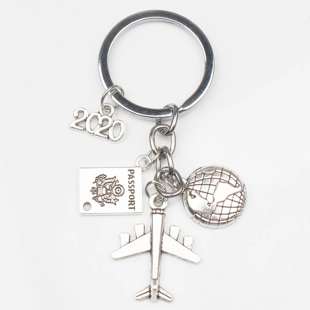 New 2020 2021 2022 Earth Plane Passport Pendant Keychain Travel Key Ring Friendship Best Friend Jewelry Key Chain Diy Handmade 2020